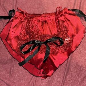 Burgundy satin lace sleep set